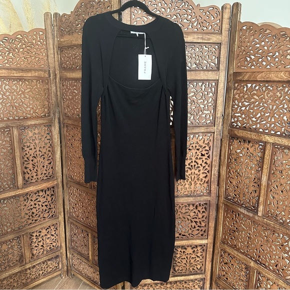 Frame Cutout Sweater Dress Noir. SZ Large reg $478 - Picture 3 of 5